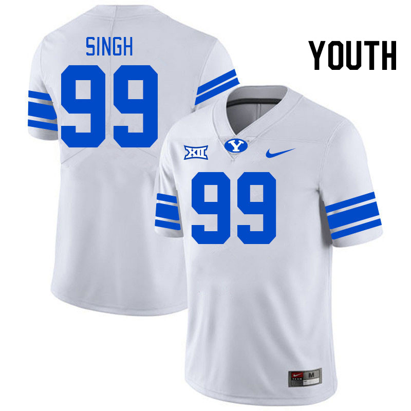 Youth #99 Joshua Singh BYU Cougars College Football Jerseys Stitched Sale-White